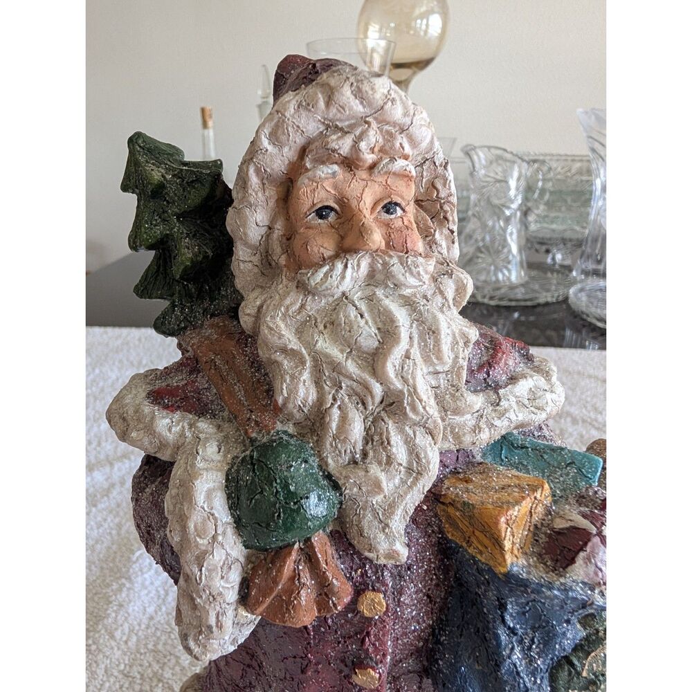 Rustic Santa Claus Figurine Christmas Tree Toy Sack Primitive Holiday